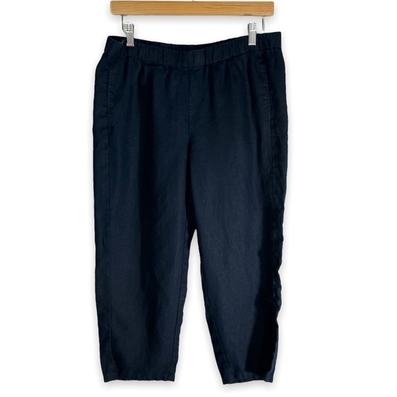 J Jill Pure Linen Pull On Cropped Linen Pants, True Navy, Size Small - Picture 1 of 8